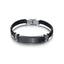 Men's Black Plated Stainless Steel and Braided Leather Bracelet with Engravable Option
