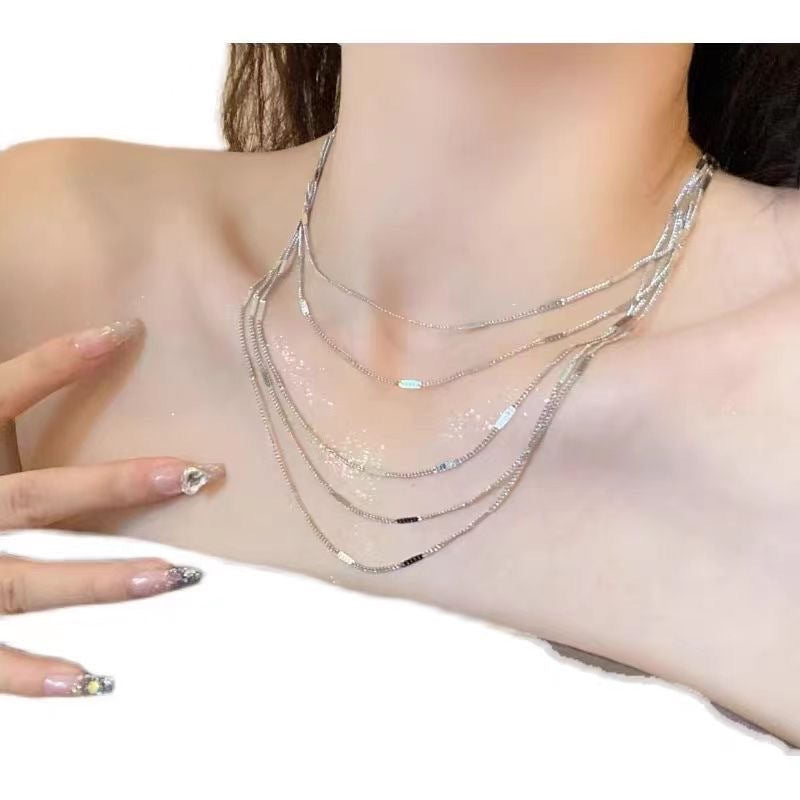 Streetwear Alloy Plated Layered Tassel Necklace for Women