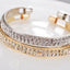Streetwear Rose Gold Silver Plated Gemstone Open Cuff Bracelet