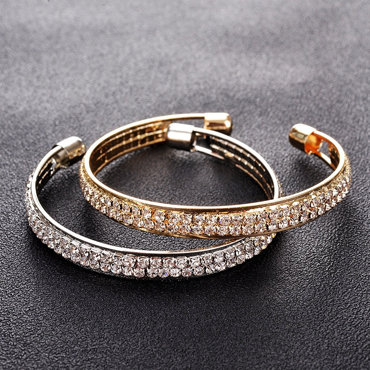 Streetwear Rose Gold Silver Plated Gemstone Open Cuff Bracelet