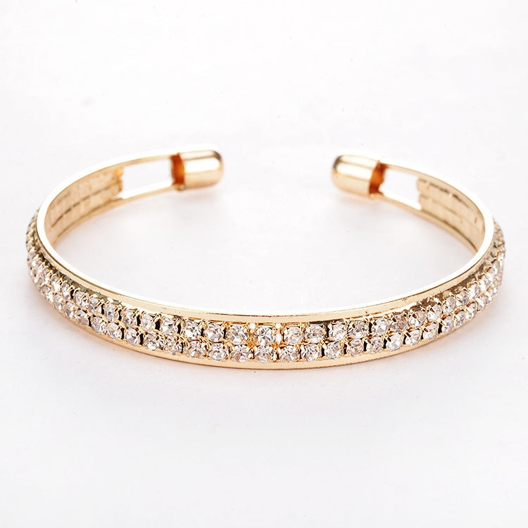 Streetwear Rose Gold Silver Plated Gemstone Open Cuff Bracelet