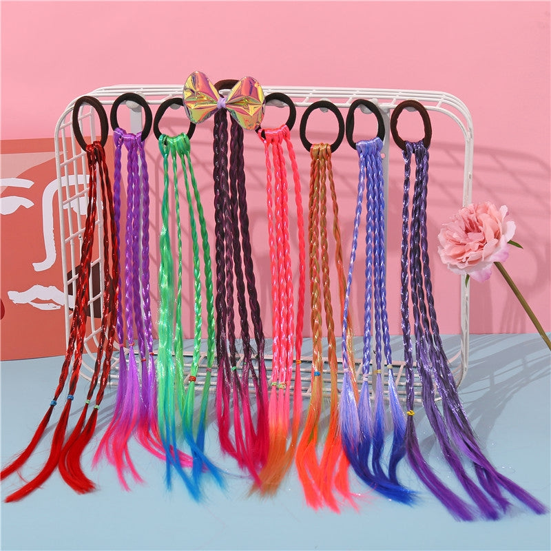 Streetwear Solid Color Rubber Band Hair Tie for Kids - Handmade Braided Ponytail Accessory