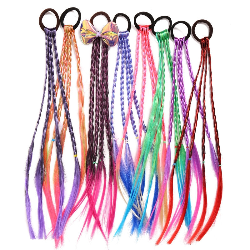 Streetwear Solid Color Rubber Band Hair Tie for Kids - Handmade Braided Ponytail Accessory