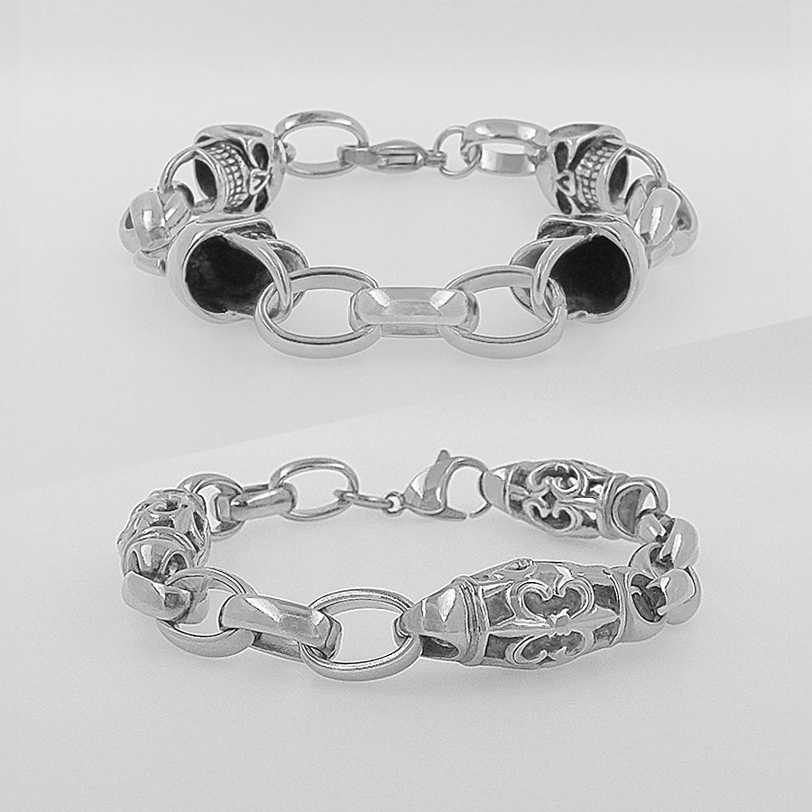 Streetwear Solid Color Stainless Steel Skull Punk Bracelet