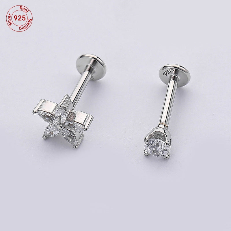 Sterling Silver Star Zircon Lip and Ear Studs Set