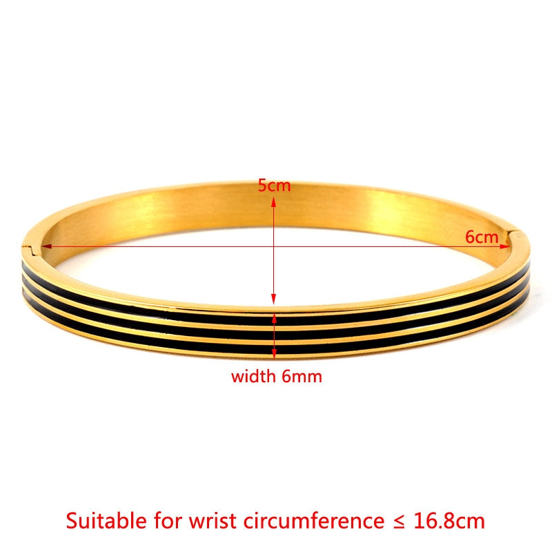 Streetwear Stripe Enamel Stainless Steel Bangle Bracelet