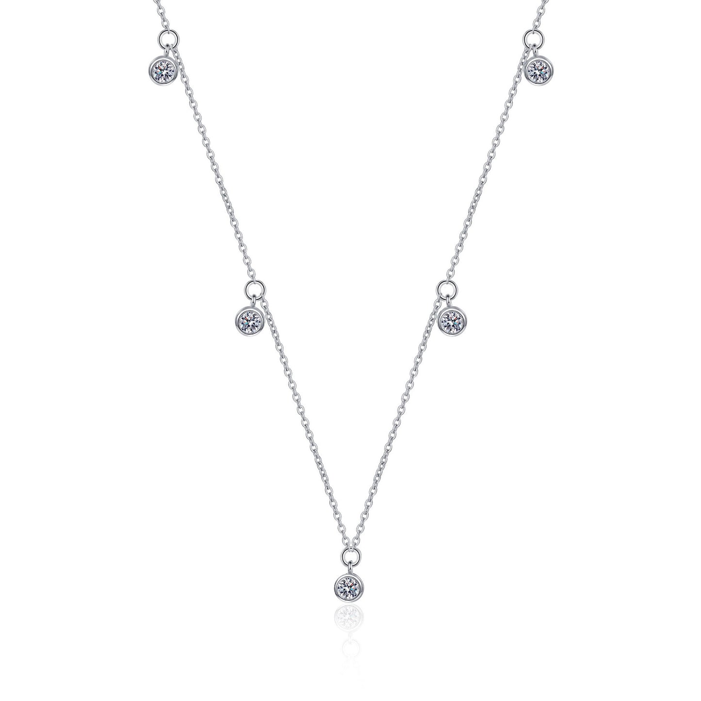 Sterling Silver Moissanite Starry Sky Necklace with PT950 Gold Plating