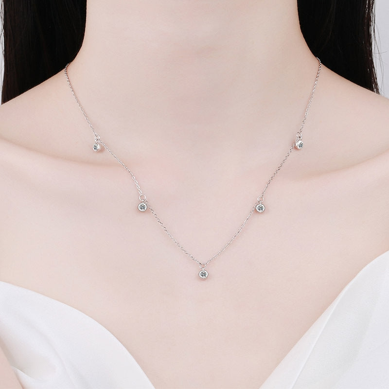 Sterling Silver Moissanite Starry Sky Necklace with PT950 Gold Plating