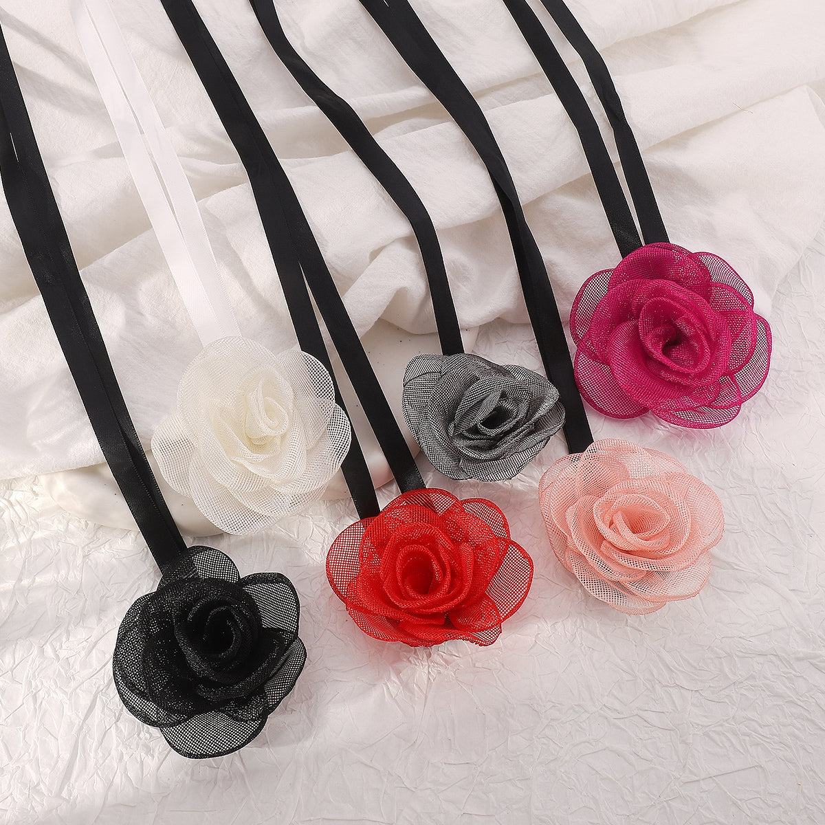 Sweet Artistic Rose Bow Tie Choker Necklace