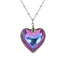 Sweet Artistic Heart-Shaped Stainless Steel Pendant Necklace with Colorful Glass Accents