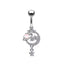 Sweet Heart Shape Stainless Steel Acrylic Copper White Gold Plated Belly Ring with Rhinestones and Zircon