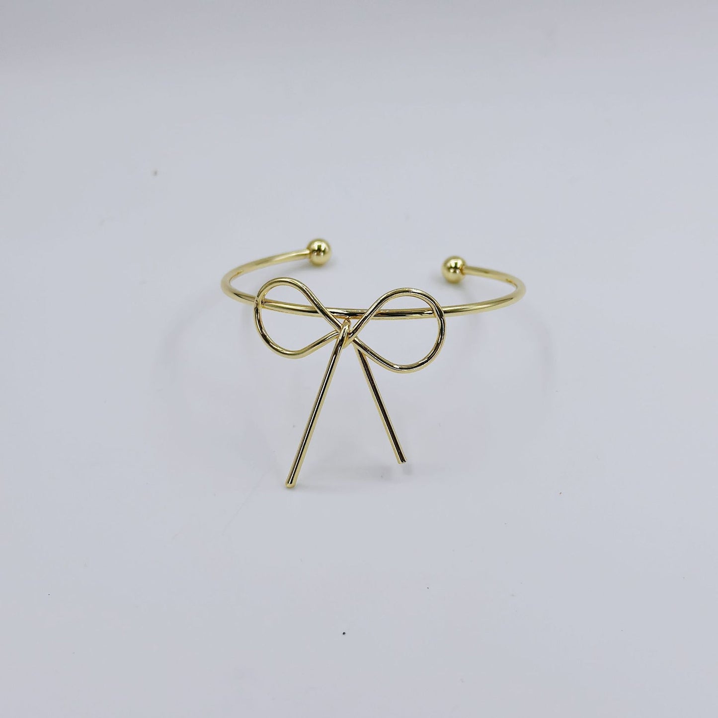 Sweet Bow Knot Adjustable Gold Tone Bangle Bracelet