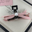 Sweet Rhinestone Bow Hair Claw Clip - Pink & Black Hair Accessory