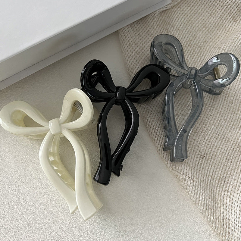 Sweet Bow Knot Resin Hair Claw Clips with 3D Ribbon Design