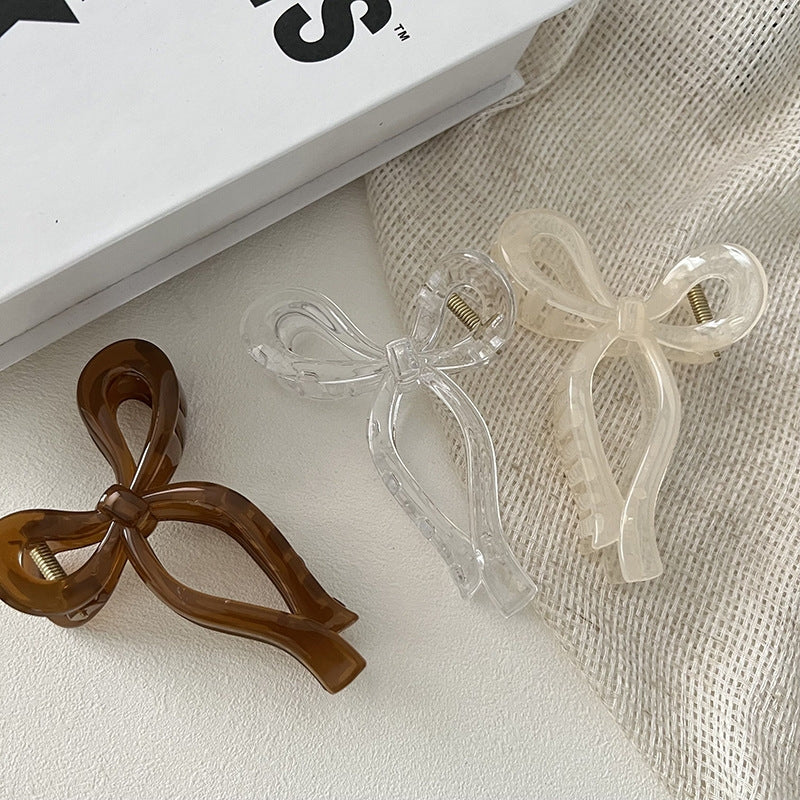 Sweet Bow Knot Resin Hair Claw Clips with 3D Ribbon Design