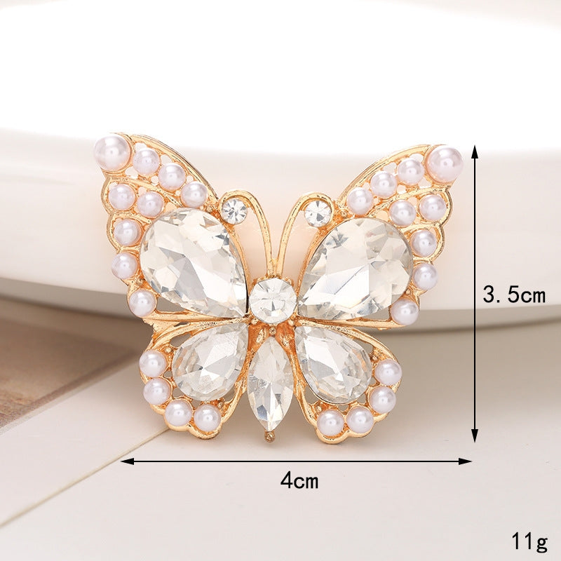 Sweet Butterfly Zircon Pearl Gemstone Shoe Charms & Phone Case Accessories