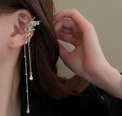 Elegant Butterfly Tassel Rhinestone Ear Cuffs for Women