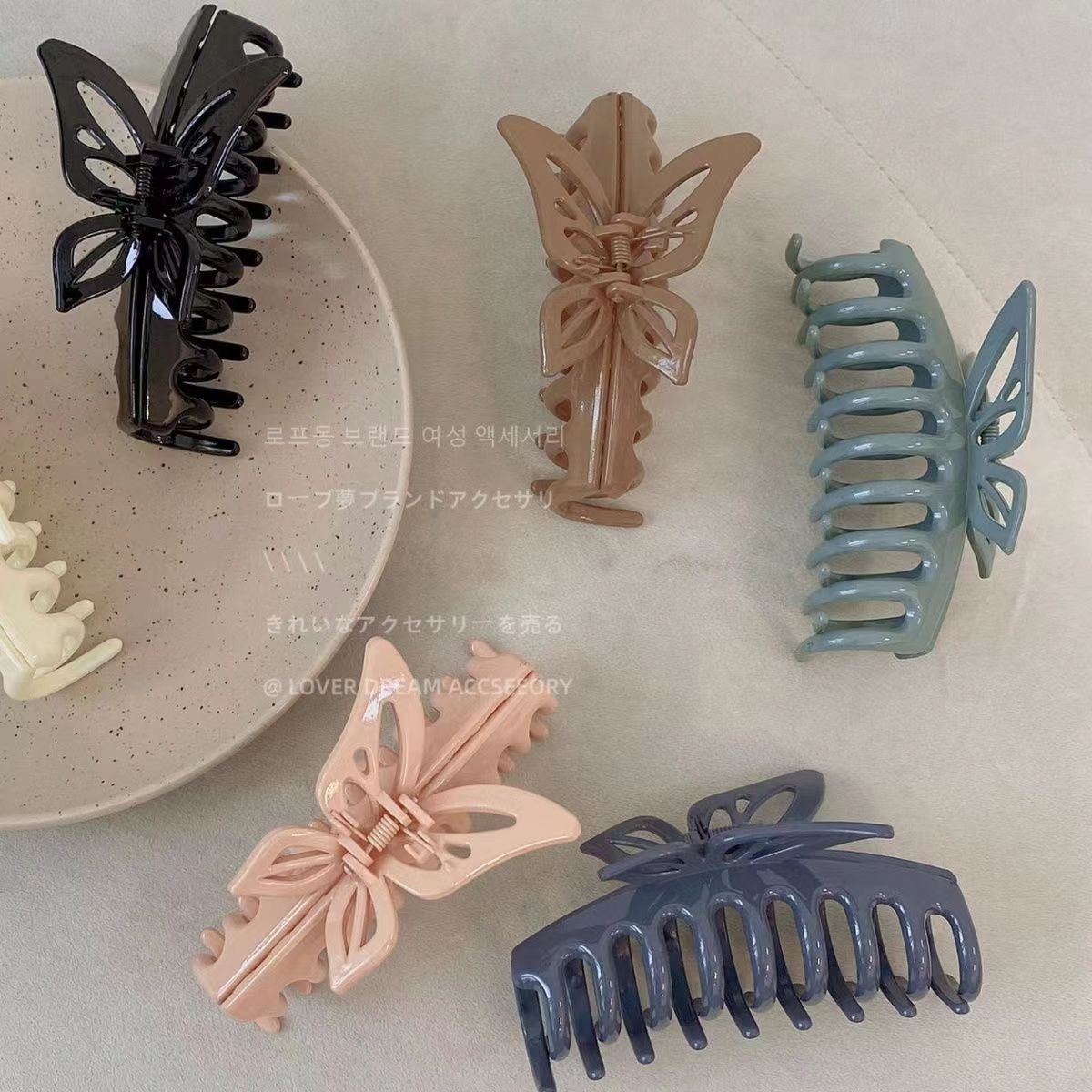 Sweet Colorful Butterfly Resin Hair Claw Clip for Women