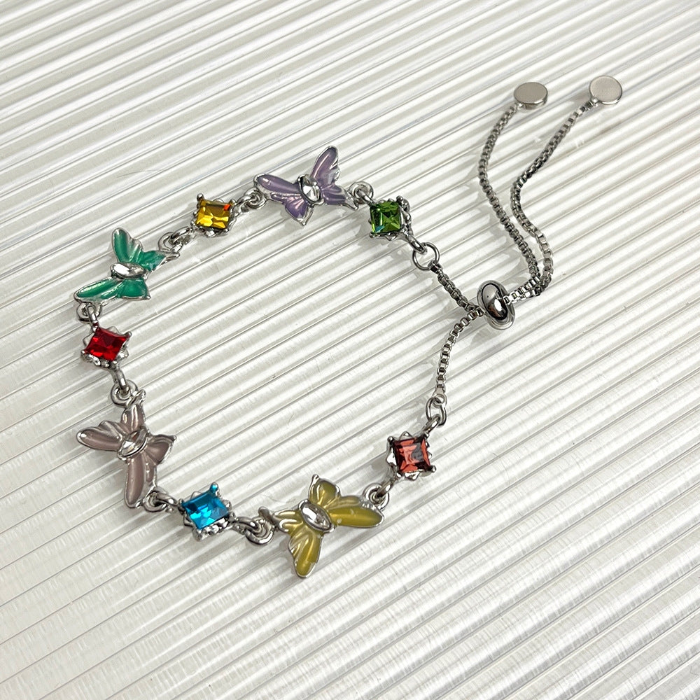 Colorful Butterfly Zircon Alloy Bracelet - Women's Light Luxury Fashion Trend