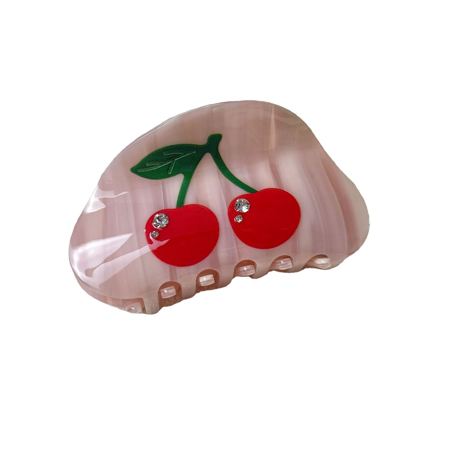 Sweet Cherry Rhinestone Acetate Hair Claw Clip