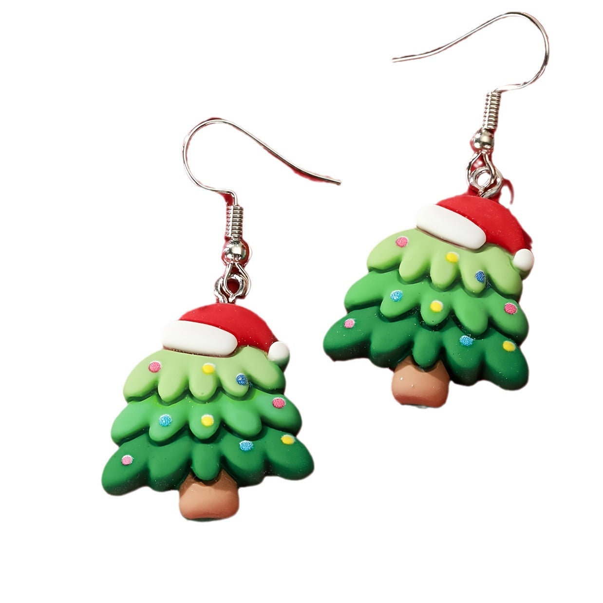 Sweet Christmas Tree Resin Drop Earrings for Girls