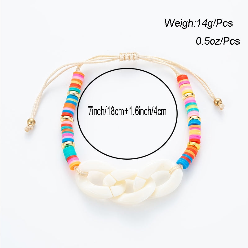 Colorful Adjustable Acrylic Rope Knitting Unisex Bracelet for Kids and Adults