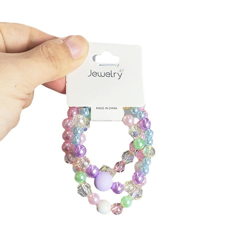 Sweet Pastel Pearl & Crystal Beaded Acrylic Bracelet