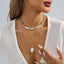Sweet Color Block Green Natural Stone & Imitation Pearl Layered Necklace
