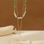 Sweet Color Block Green Natural Stone & Imitation Pearl Layered Necklace