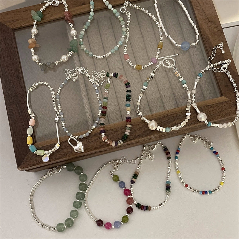 Colorful Natural Stone Asymmetrical Beaded Bracelet Set