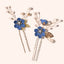 Sweet Flower Beaded Hairpin & Light Blue Bridal Tiara Set