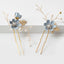 Sweet Flower Beaded Hairpin & Light Blue Bridal Tiara Set