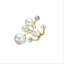 Sweet Flower Alloy Inlay Pearl and Diamond Geometric Open Ring for Women