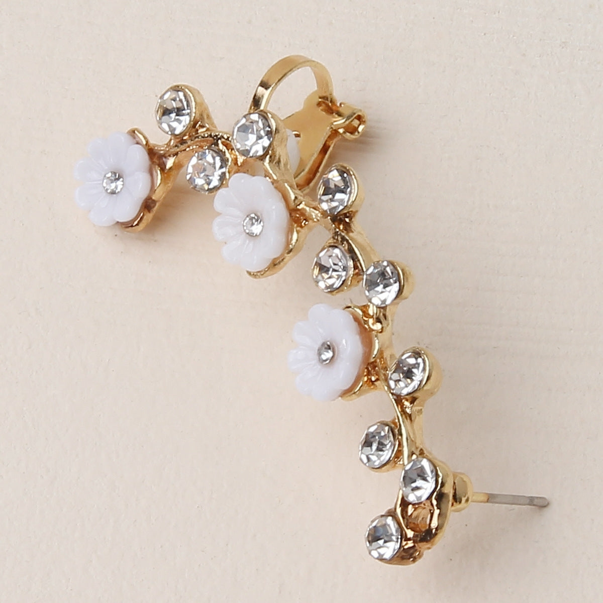 Sweet Flower Alloy Inlay Rhinestones Women's Ear Clips