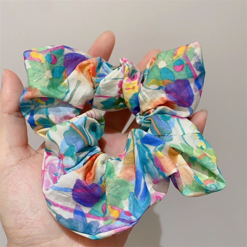 Sweet Floral Watercolor Fabric Hair Tie and Headband Set