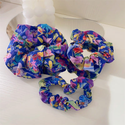 Sweet Floral Watercolor Fabric Hair Tie and Headband Set