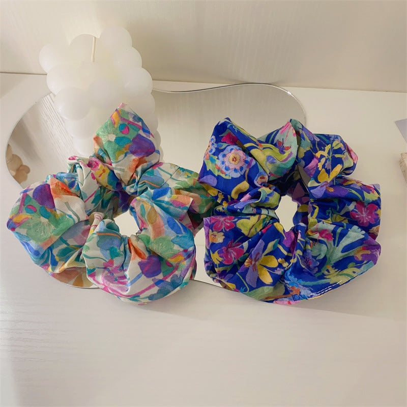 Sweet Floral Watercolor Fabric Hair Tie and Headband Set