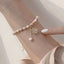 French Luxury Zircon Flower Freshwater Pearl Gold Plated Bracelet for Women