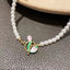 Sweet Tulip Painted Freshwater Pearl Necklace and Bracelet Set for Women