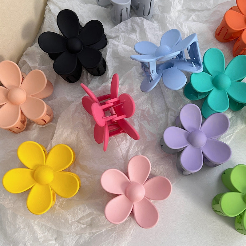 Sweet Matte Flower Resin Hair Claw Clip for Women