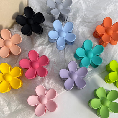 Sweet Matte Flower Resin Hair Claw Clip for Women