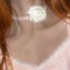 Sweet Creamy White Rose Flower PU Leather Satin Choker Necklace for Women