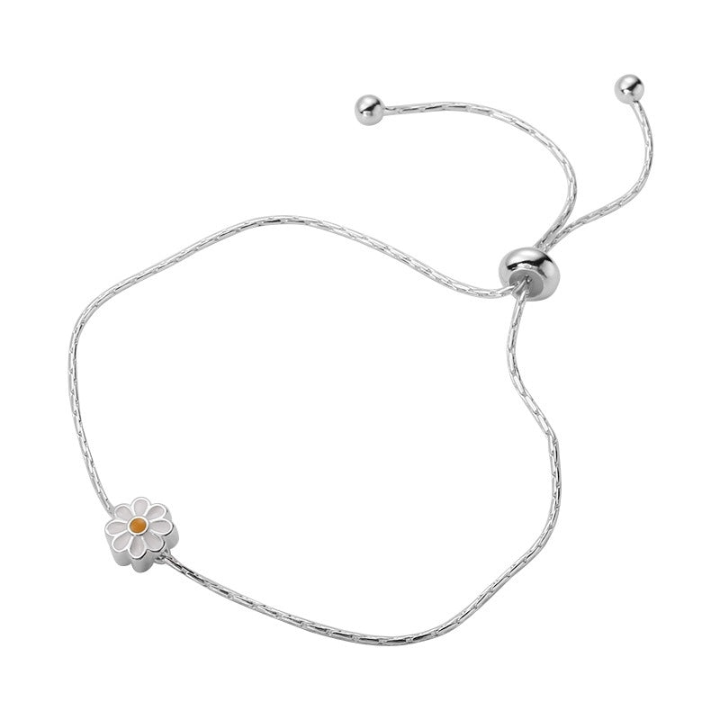 Sweet Daisy Flower 925 Sterling Silver Adjustable Bracelet