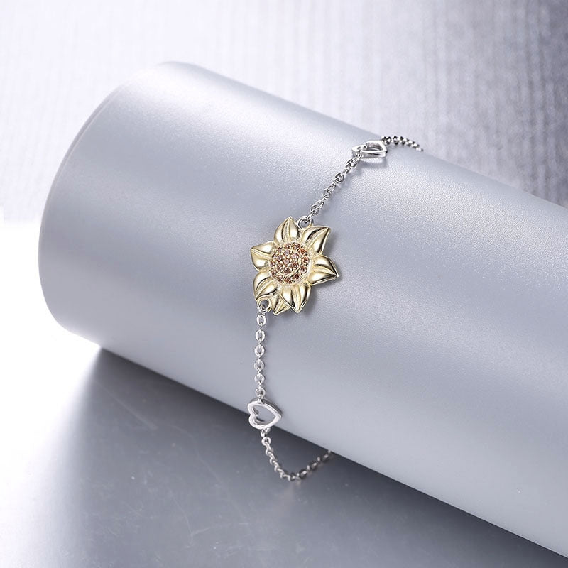 Sterling Silver Sunflower Gemstone Bracelet