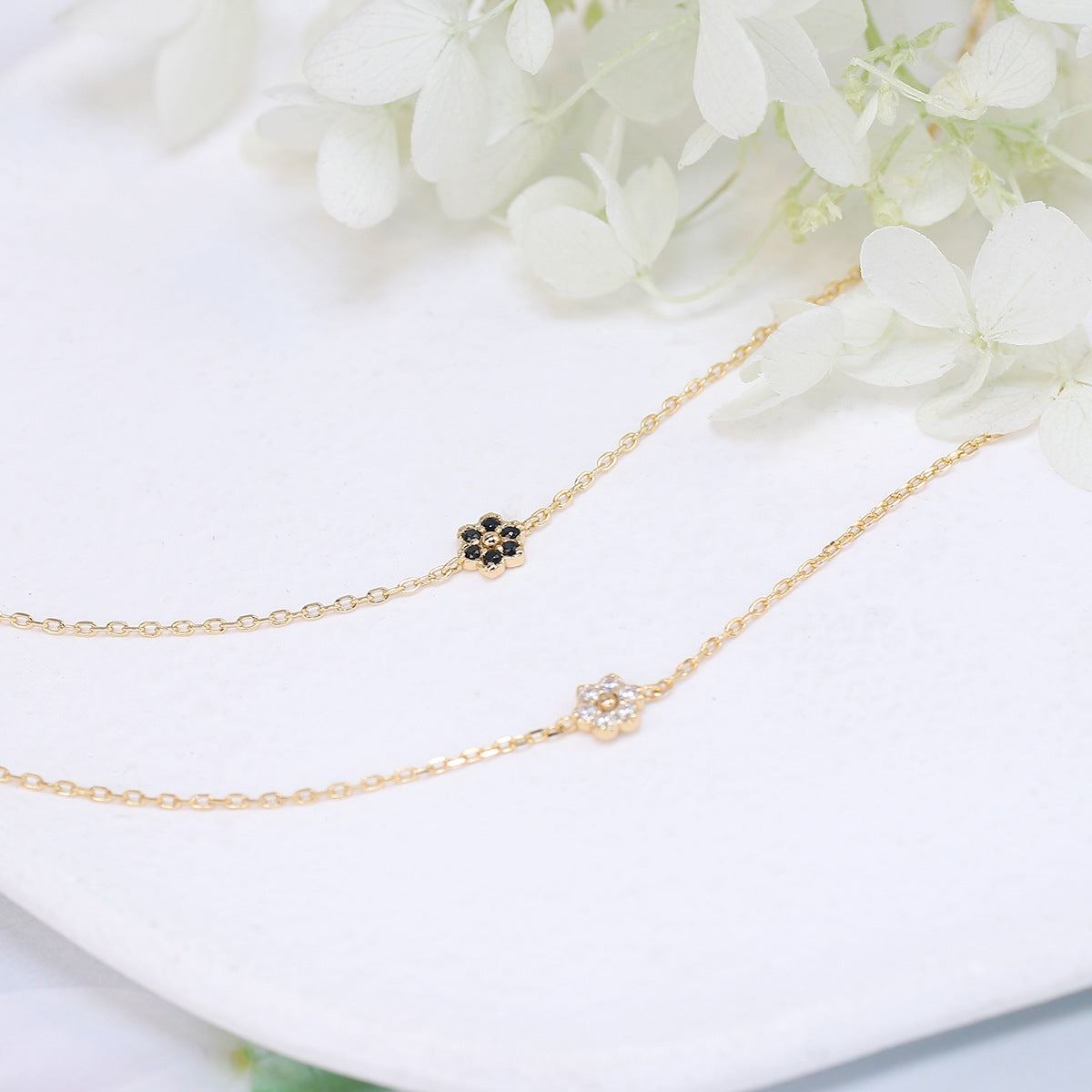 Sweet Flower 925 Silver Gold-Plated Zircon Bracelet for Women