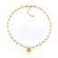 Sweet Geometric Freshwater Pearl Heart Pendant 18k Gold Plated Necklace