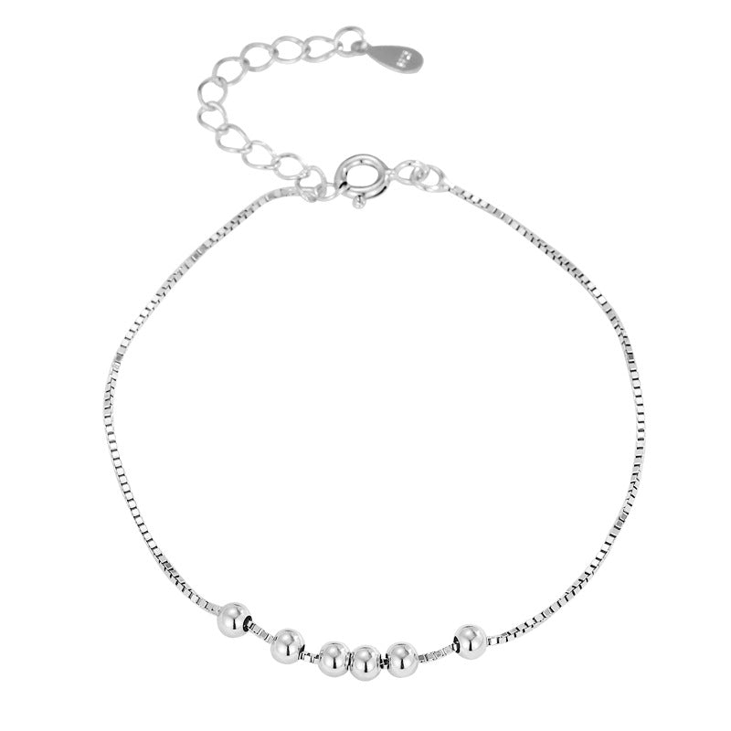 Geometric Minimalist 925 Sterling Silver Bead Bracelet for Women