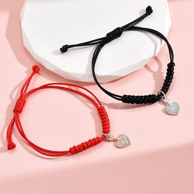 Sweetheart Alloy Plated Rhinestone Love Couple Bracelets