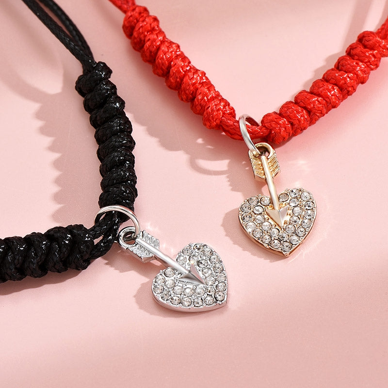 Sweetheart Alloy Plated Rhinestone Love Couple Bracelets