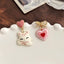 Sweet Heart Cat Bow Knot Asymmetrical Drop Earrings in Pink Enamel with S925 Silver Needle